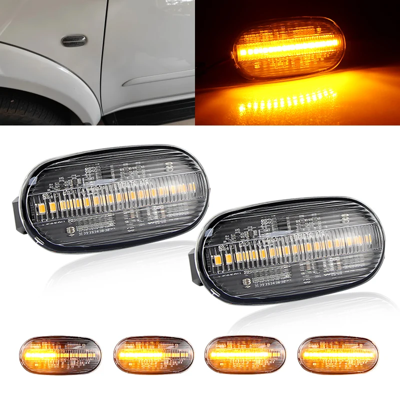 2X Dynamic For Mitsubishi Triton L200 2005-2015 Pajero Montero Sport Nativa 08-16 LED Side Marker Blinker Light Turn Signal Lamp