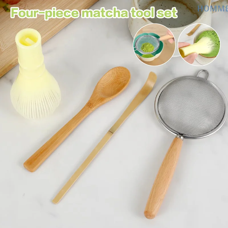 

4Pcs Japanese Matcha Tea Set For Beginners Matcha Making Starter Kit With Matcha Whisk Tea Scoop Reusable Matcha Whisk Set