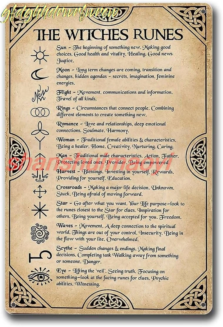 Metal Tin Signs Witchcraft Runes Witch Witchcraft Witch Art Metal Tin Signs 8x12inch Tin Sign sign