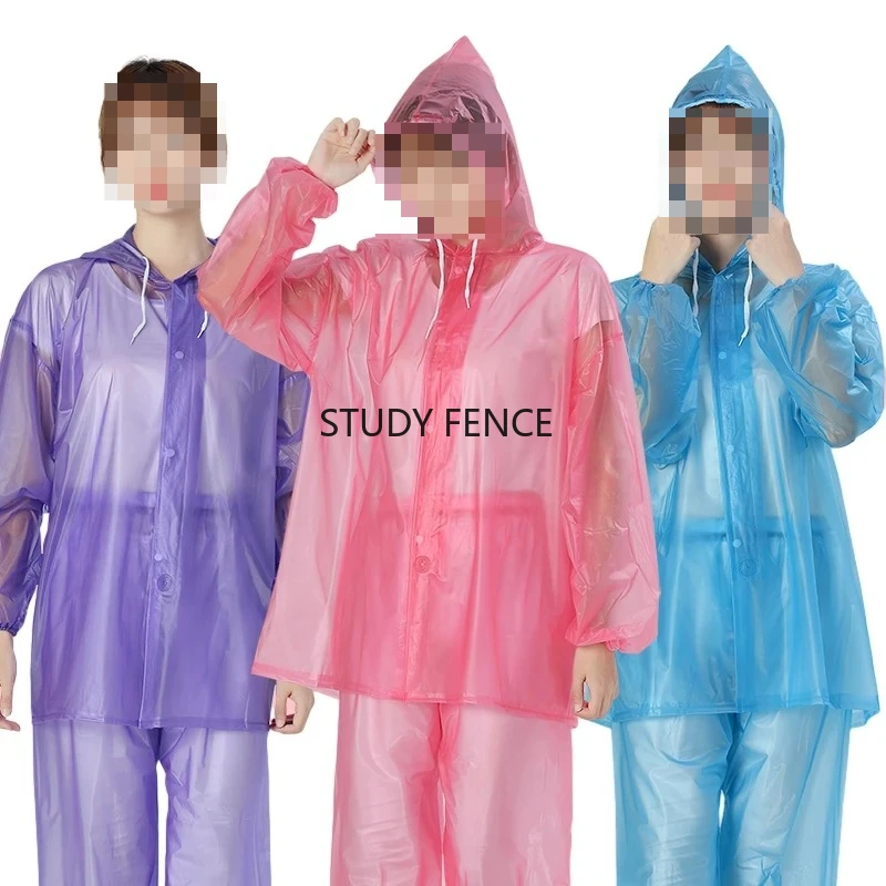 

Прозрачный плащ из двух частей для взрослых, толстый прозрачный плащ из ПВХ, предметы домашнего обихода, уличный непромокаемый плащ, водонепроницаемый плащ