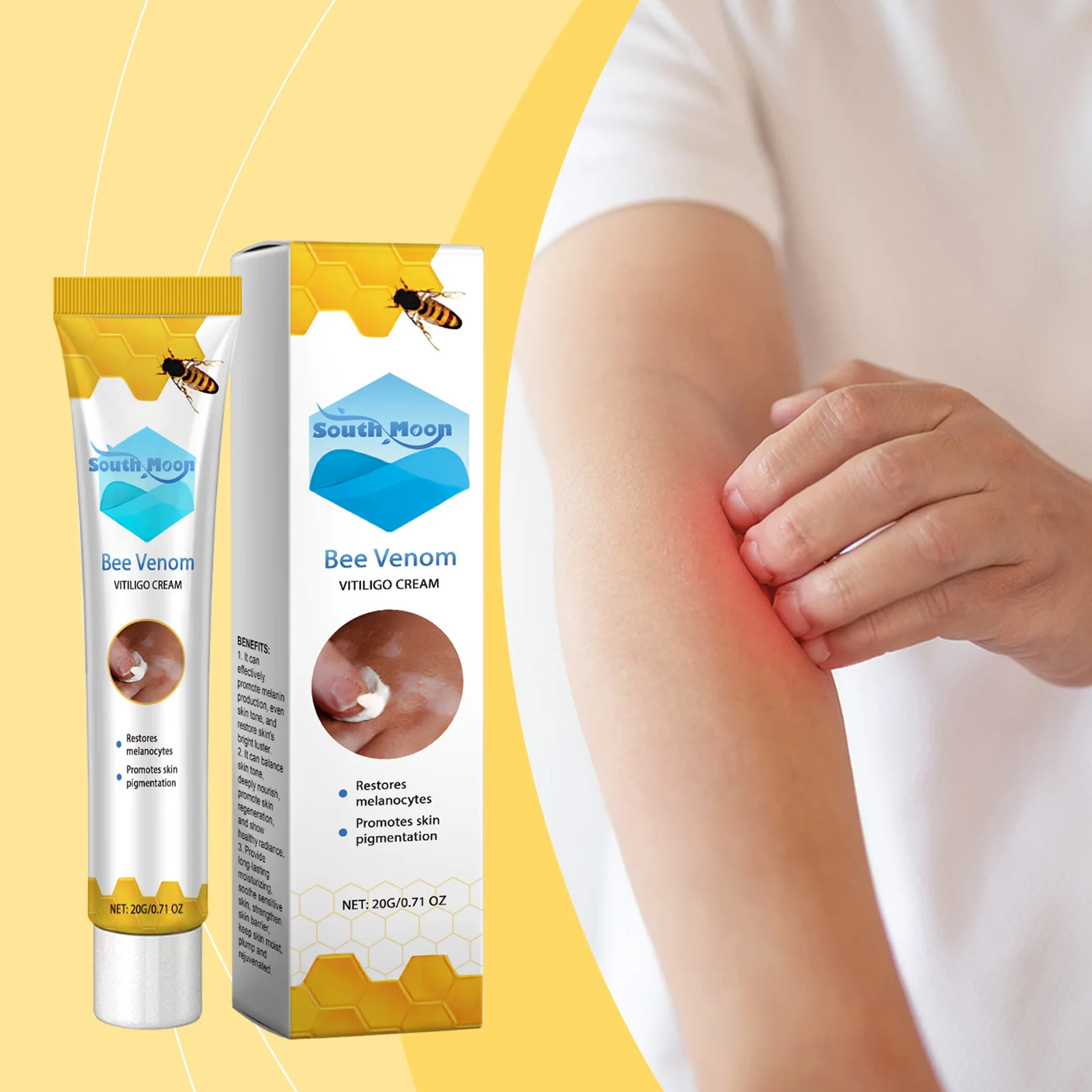 

Крем для ухода за белыми пятнами South Moon Bee Venom, осветляющий пятна, выравнивающий тон кожи, восстанавливающий увлажняющий крем для ухода за кожей, 2 шт.