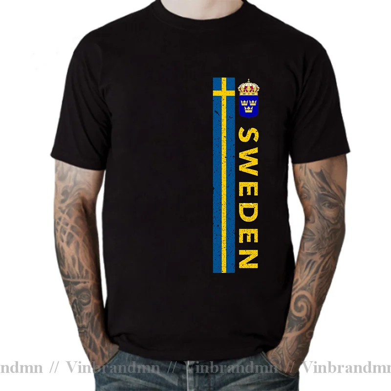 Vintage Look Sverige Flag Of Sweden T Shirt Swedish Jersey Tre Kronor Gift T-Shirt Sweden Sverige Coat of Arms T Shirts men Tops