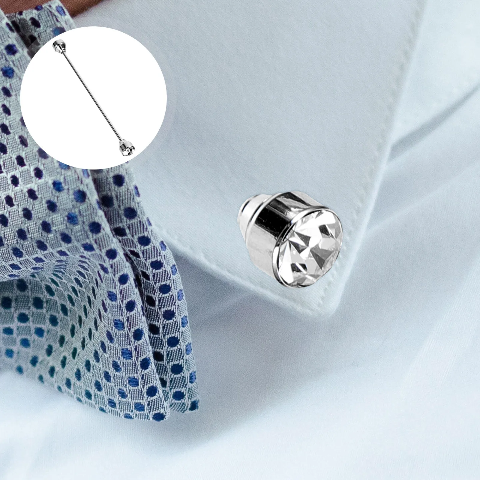

Water Drill Rhinestone Collar Pin Copper Mens Shirt Collar Stay Lapel Pin Elegant Business Gift Neckwear Clip