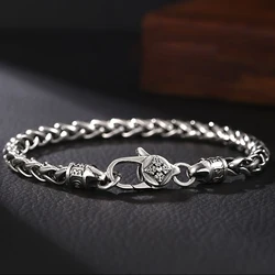 925 Sterling Fashion Silver Vintage Bracelet 18/20/22cm Twist Chain Quatrefoil Lobster Clasp Men Birthday Party Jewelry Gift