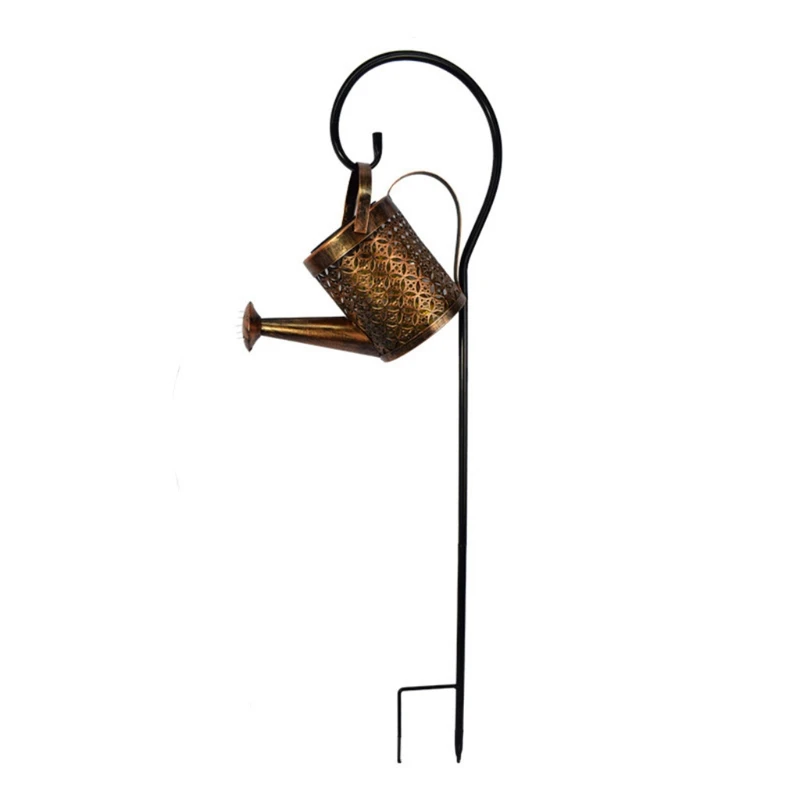 

Wrought Iron Hollow Out Lamp Metal Solar Powered Watering Can Kettle Sprinkles Fairy LED Lights String Garden Lawn NEW arrival