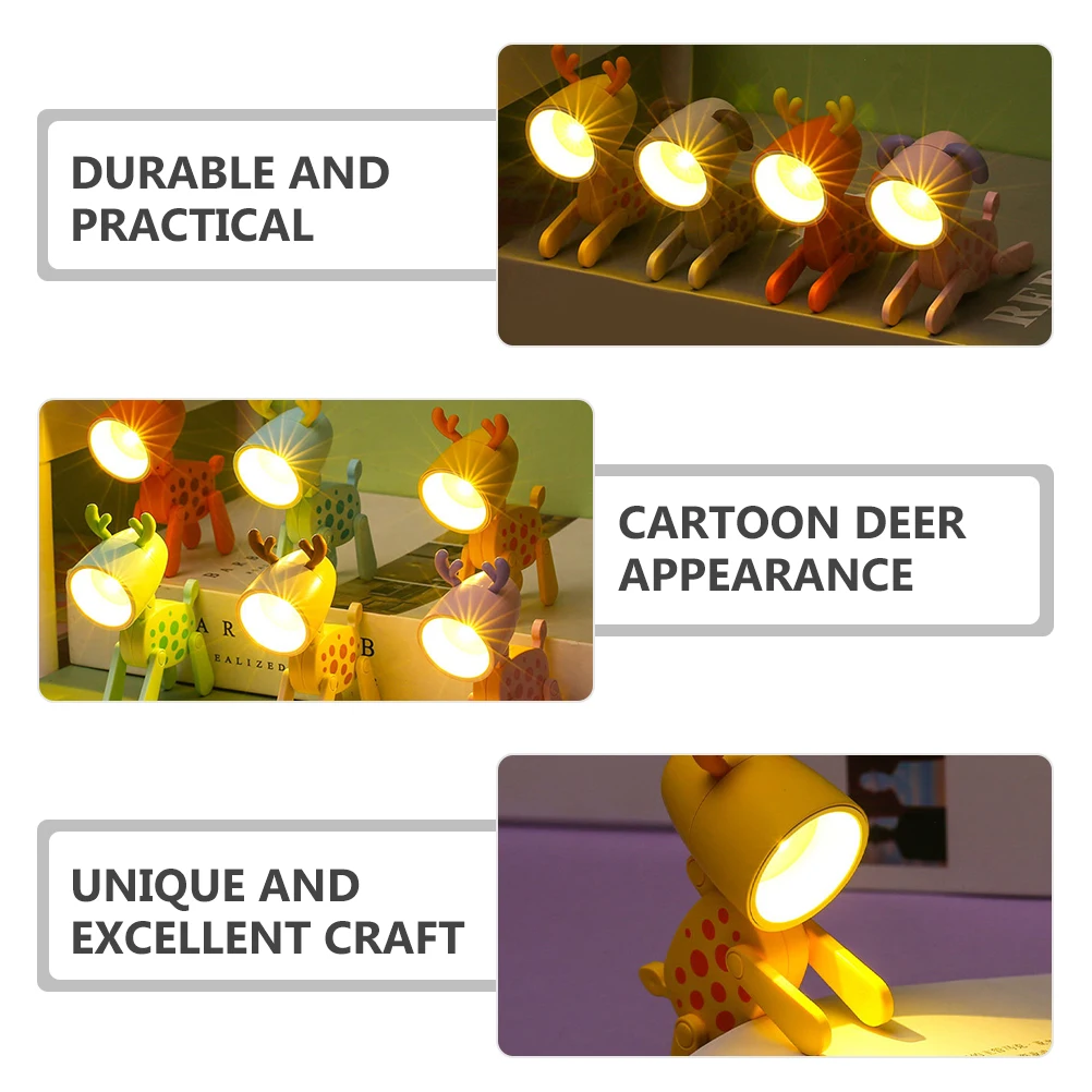 

Cartoon Deer Night Light LED Mini Lamp for Bedroom Kids Room Gifts without Foldable Ears Adjustable Angle Bedside Warm