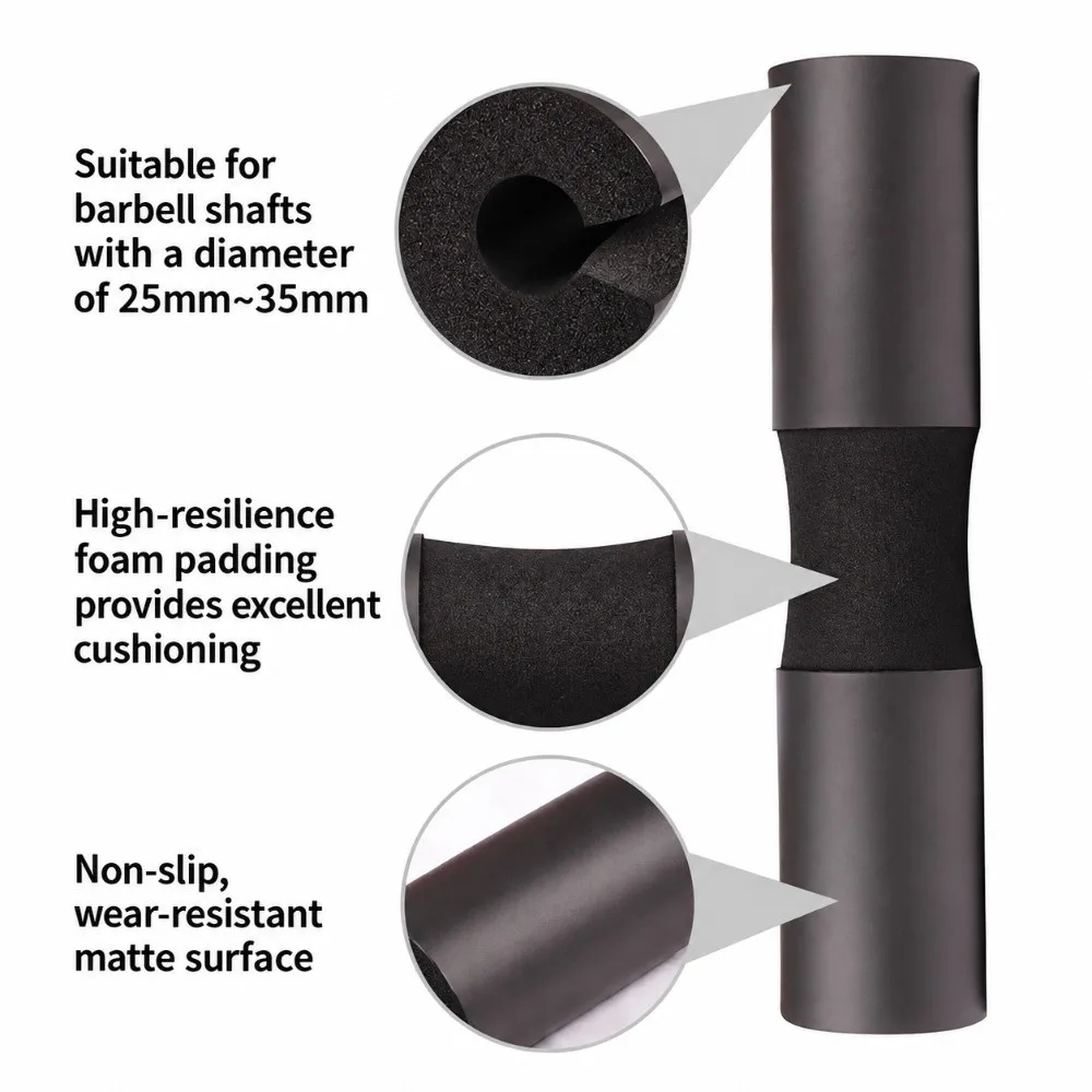 New NBR Foam Barbell Pad Non-Slip Groove Quick Recovery Barbell Cushion High Resilience Ergonomic Shape Shoulder Pad Home Gym