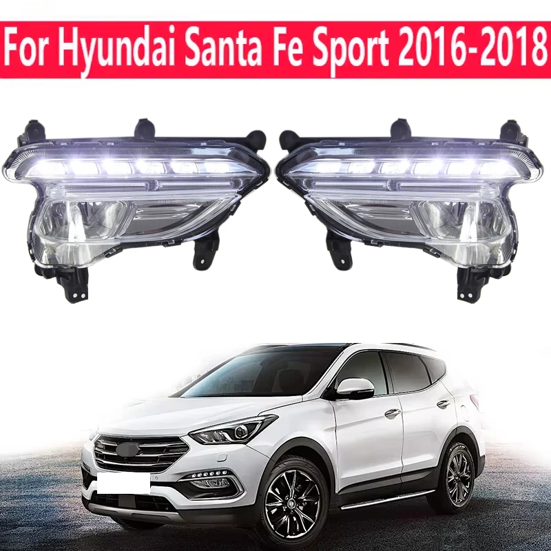 

2016 2017 2018 For Hyundai Santa Fe Sport IX45 LED Daytime Running Light Headlight Fog Light Car Assembly Accessories