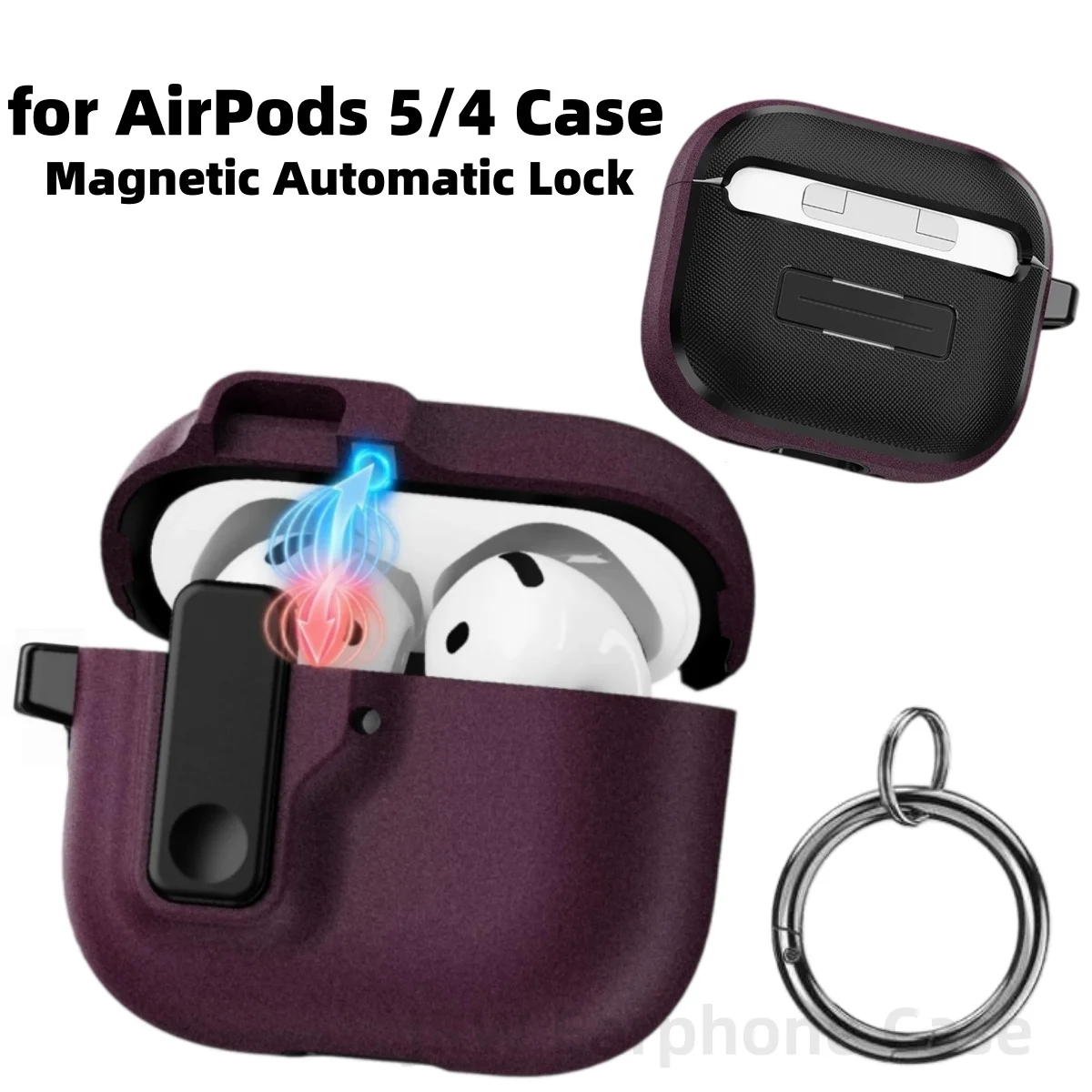 for Airpods 5/for Airpods 4 Case Cover with Magnetic Lock Lid For AirPods 5th/4th Generation Protective Hard Shell with Keychain