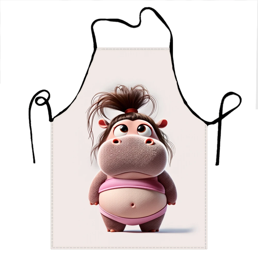 Cute Cartoon Hippo Apron For Kids And Adults Fun Kitchen Cooking Accessory With Adorable Animal Design
