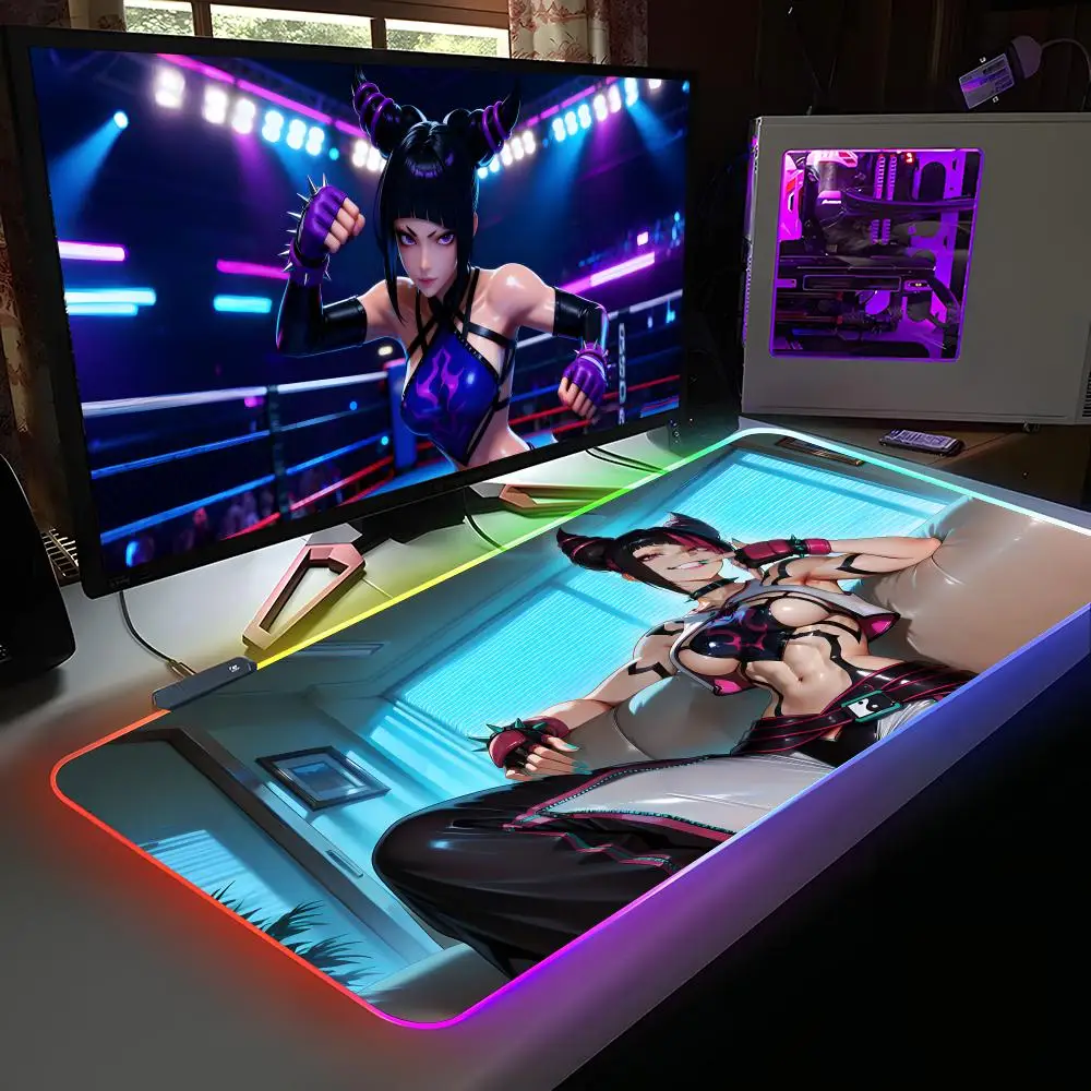 

Street Fighter Juri Han Mouse Pad RGB Rubber Computer Laptop Official Game Colored esports Aesthetic Fashion Luxury Gift Mat