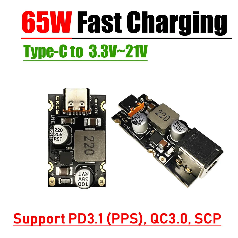 Carregamento Rápido Tipo-c Usb Adaptador de Carregamento Rápido Conversão Pd3.0 Pps Qc3.0 sc Modular pd 65w dc 5v 9v 12v 15v 20v 5525 5521