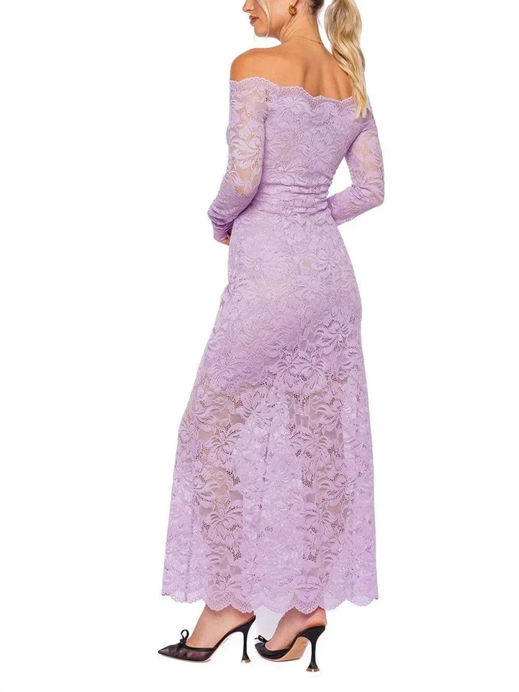 

Элегантное вечернее платье с завышенной талией, на одно плечо, с кружевной вышивкой, однотонное, облегающее, для банкетов