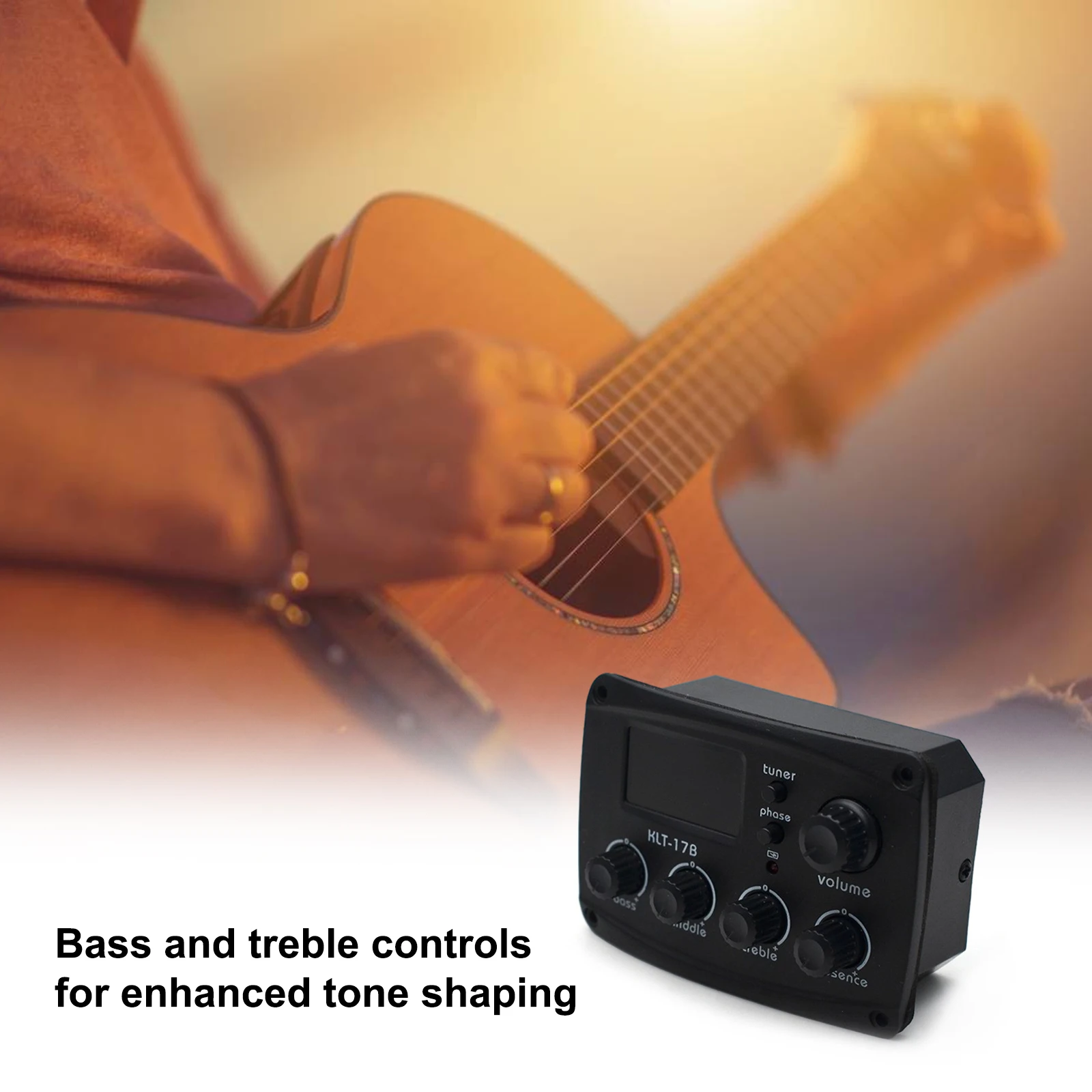 

Acoustic Guitar Pickup Four Section Folk Classical Guitar Pickup with 12Average Rate Tuner 6.35 Audio Head Output Volume Control