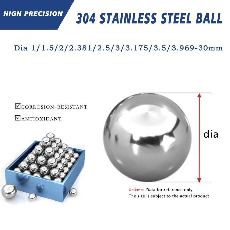 1-200pcs Dia 1/1.5/2/2.381/2.5/3-30mm 304 Stainless Steel Ball Precision Bearing Steel Balls Solid Smooth Metal Ball Steel Bead
