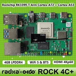 OKdo RADXA ROCK 4 Model C+ 4GB Single Board Computer Rockchip RK3399-T Arm Cortex-A72 Cortex-A53