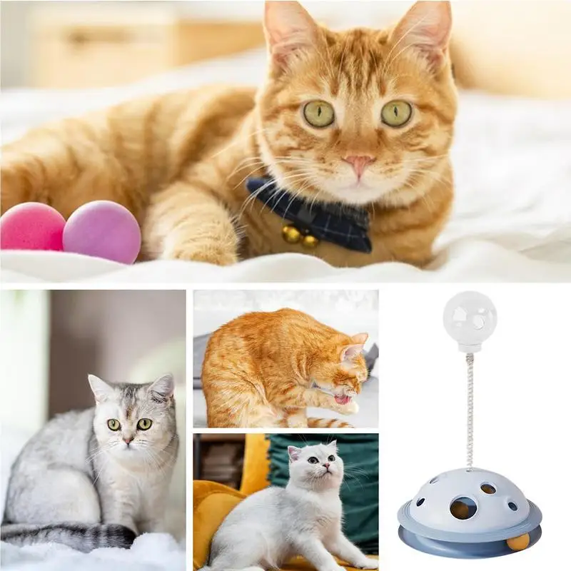 cat toys Self-amusement cat turntable toy with Spring-loaded food ball cat stick Interactive Kitten Playing toy pet supplies