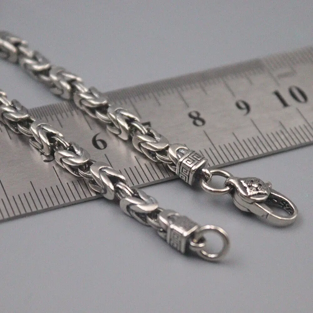 

Real 925 Sterling Silver 4mm Byzantine Link Chain Necklace 23.6nch Vajra Clasp