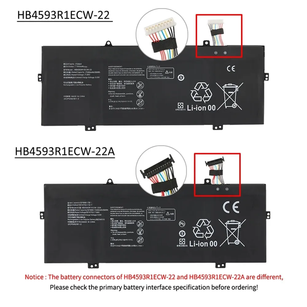 

HB4593R1ECW-22 HB4593R1ECW-22A for Huawei MateBook 14 2020 2021 Series KLVL-WFH9 KLVD-WFH9 MACHD-WFE9 7.64V 56Wh