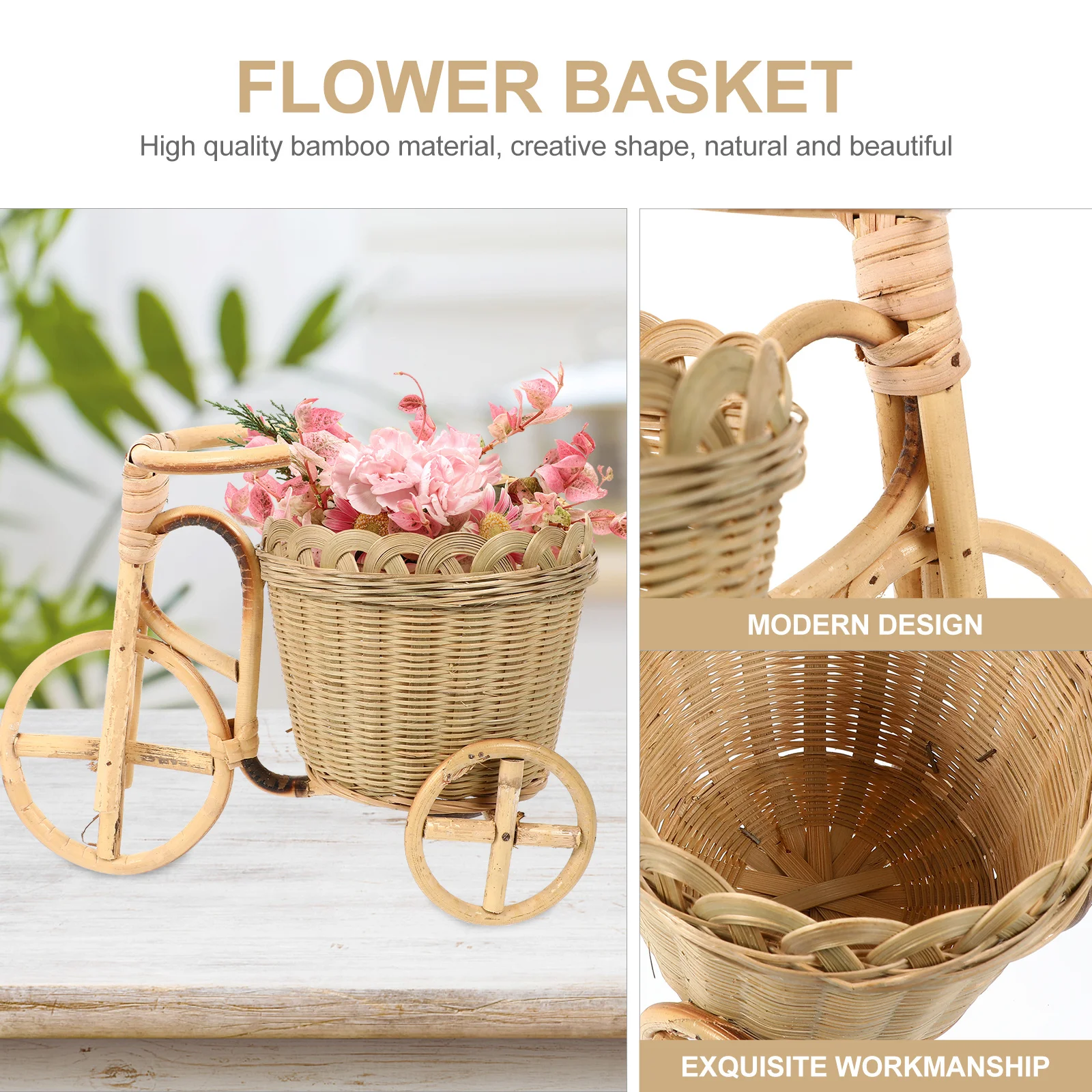 

1Pcs Bamboo Woven Basket Handmade Storage Box for Sundries Stationery Desktop Organizer Decorative Mini Basket