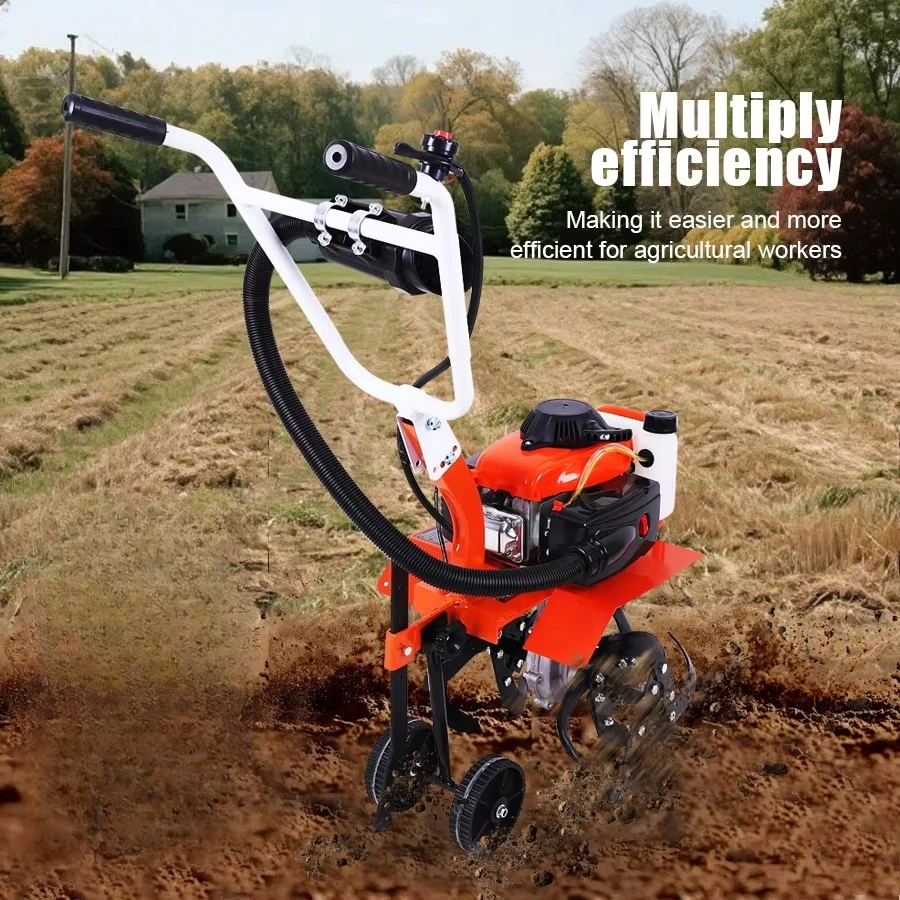 Garden Cultivator Rototiller for Small Farm Land Soil Cultivation Weeding 4-Stroke/2-Stroke Micro Tiller Gas-Powered