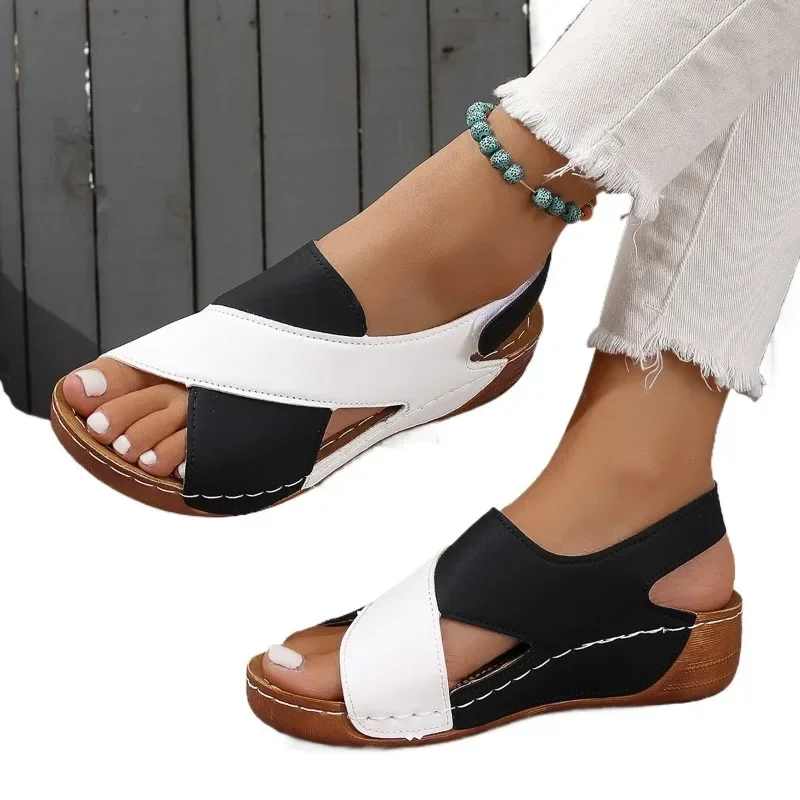 Female Shoes on Sale 2024 Brand Summer Women\'s Sandals Open Toe Mixed Colors Platform Water Proof 43 Large Size Shoes Female