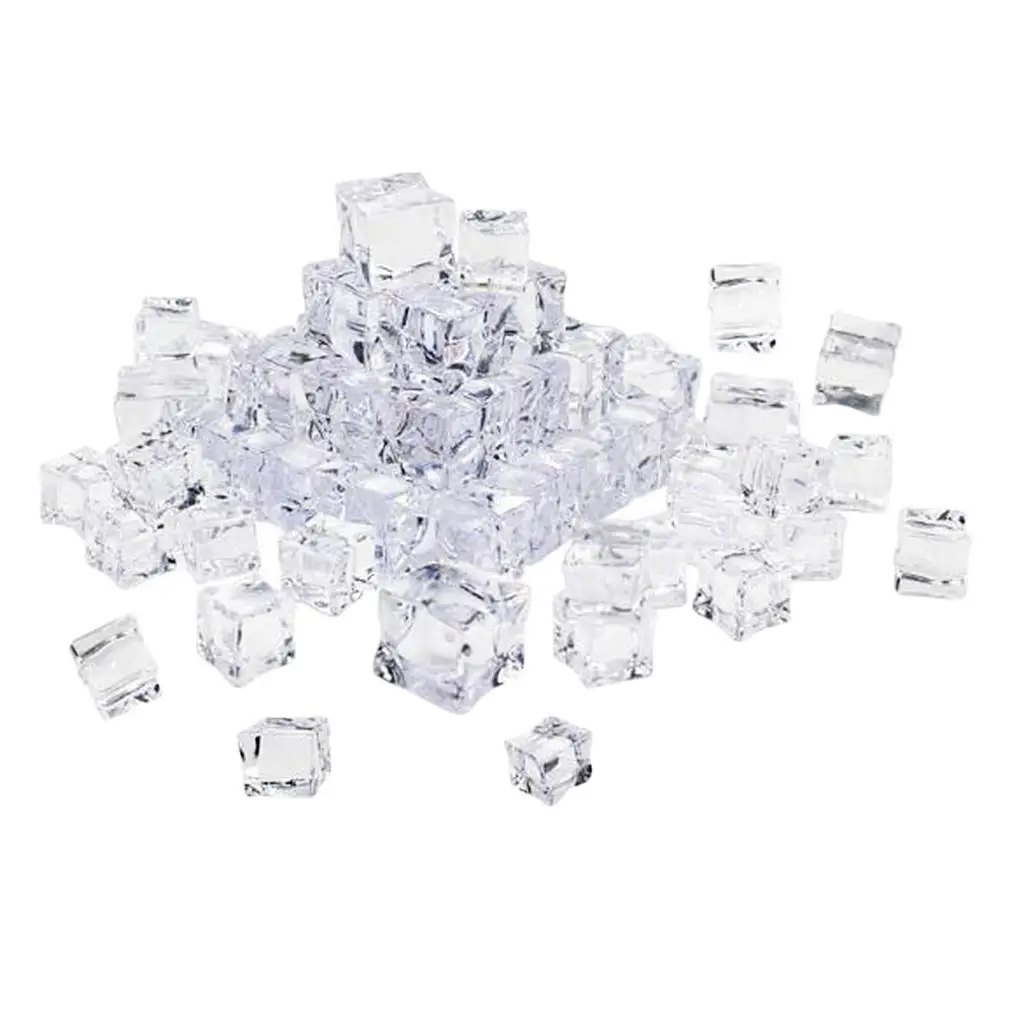 Acrylic Fake Ice Cubes Transparent Plastic Simulation Home Bar Decoration Prop for Drinks Birthday Gift Display