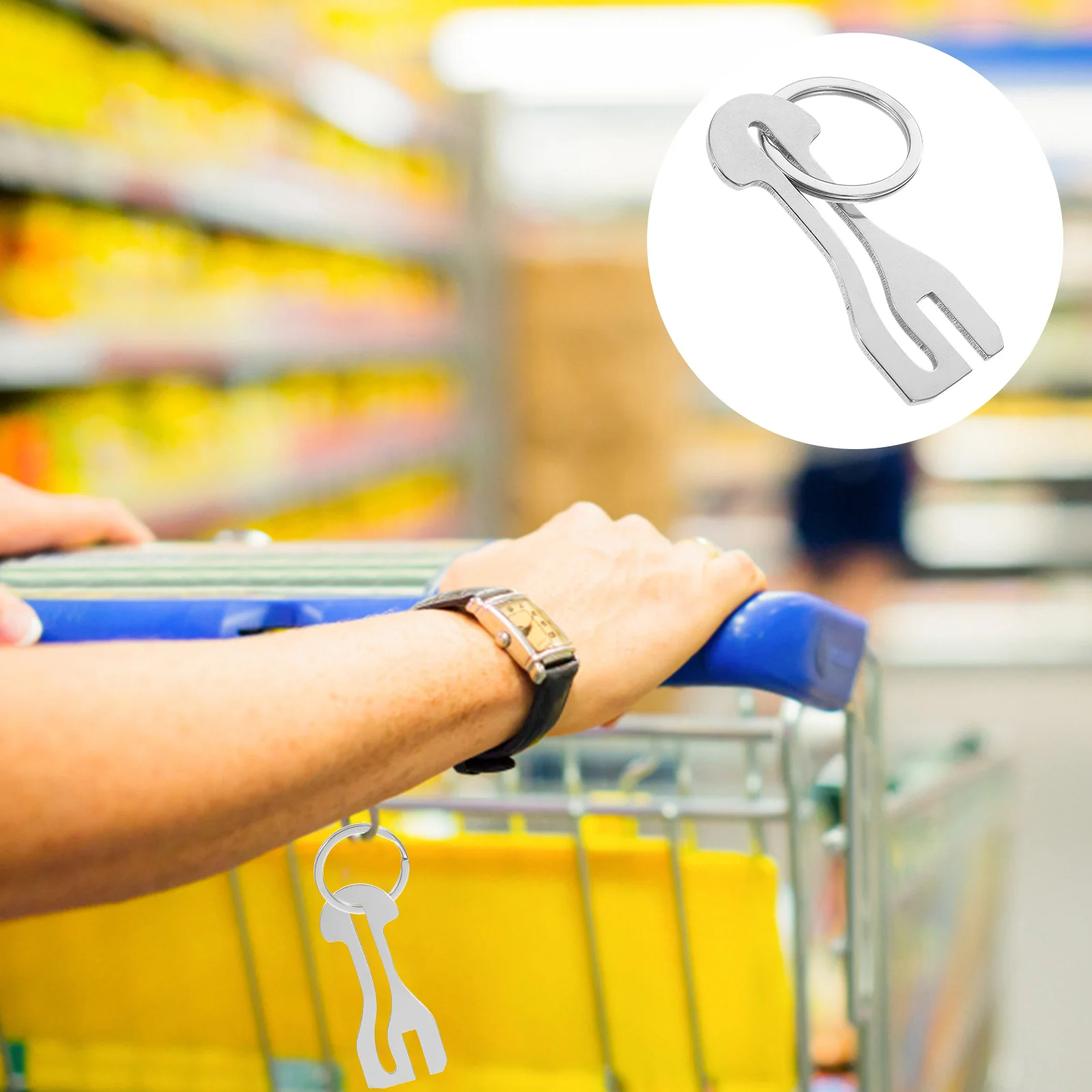 Portable Metal Shopping Key Rings, removedor de carrinho, carrinho Token, Coin Purse Keychain, Universal, 4 pcs