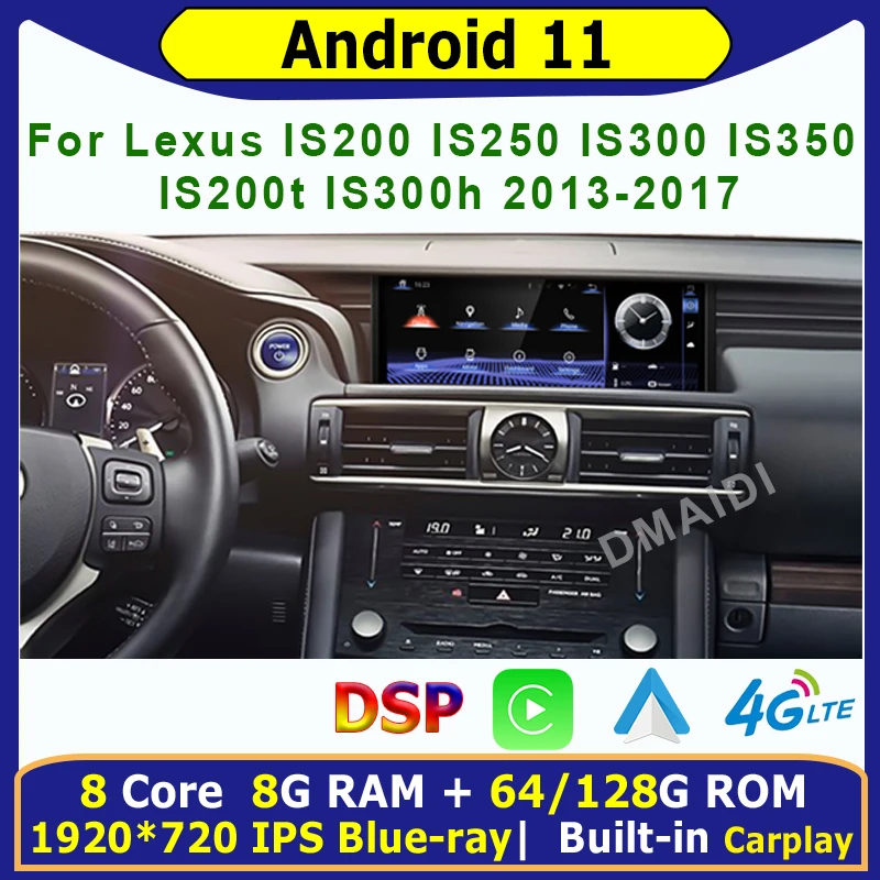 

Android11 Car Multimedia Video Player GPS Navigation Radio Wireles Carplay Auto For Lexus IS 200 250 300 350 200t 300h 2013-2017