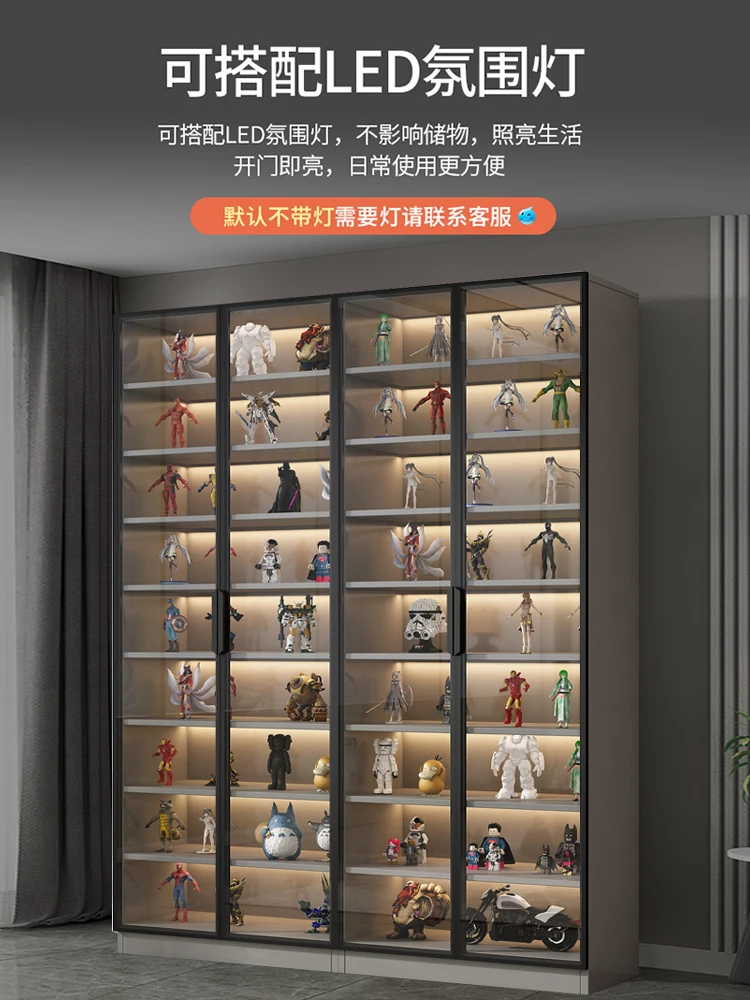 Glass door display cabinet transparent model figure blind box bubble mart Lego toy display bookcase home customized