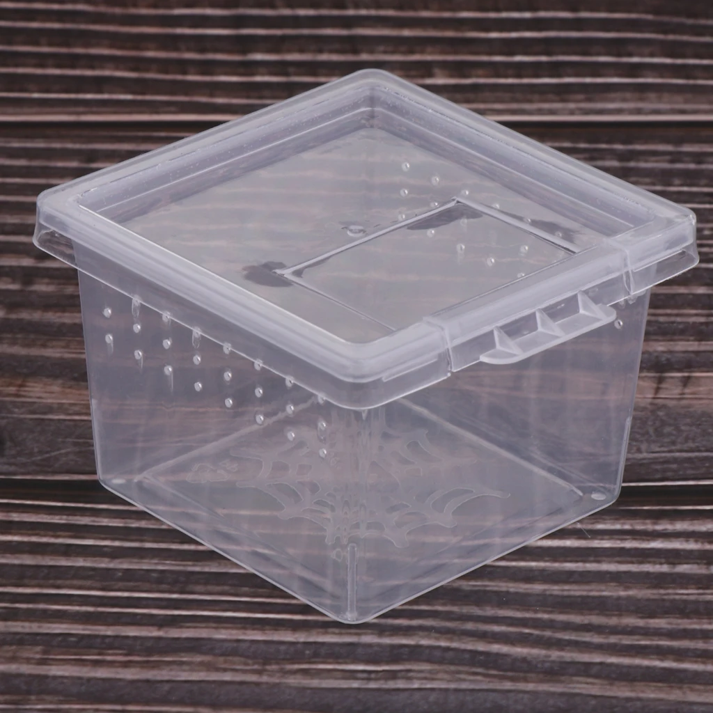 10x Feeding Box Reptile Cage Hatching Container Rearing Tank Clear Reptile Vivarium Terrarium Insect Rearing Box Food Feeding