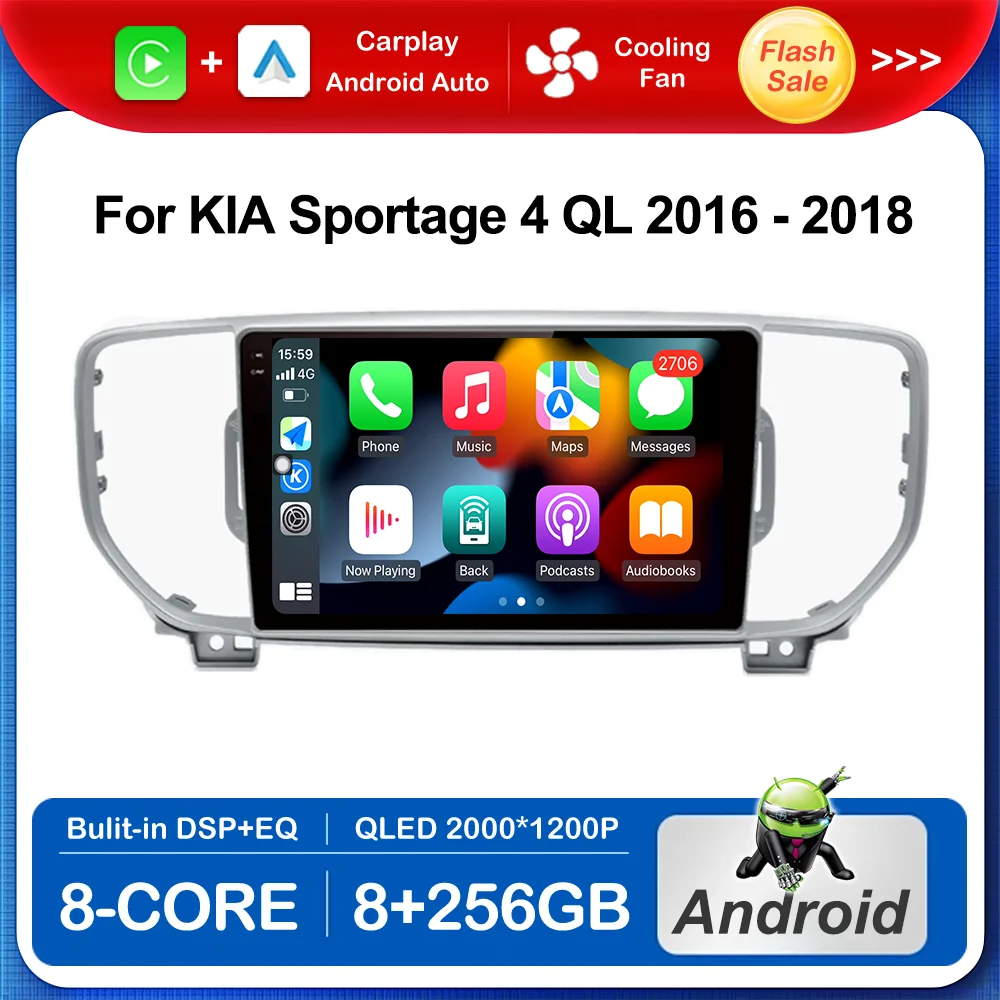 

9 '' for KIA Sportage 4 QL 2016 - 2018 HD Screen Intelligent System Car Multimedia Player DSP Stereo Audio Bluetooth GPS Navi 4G