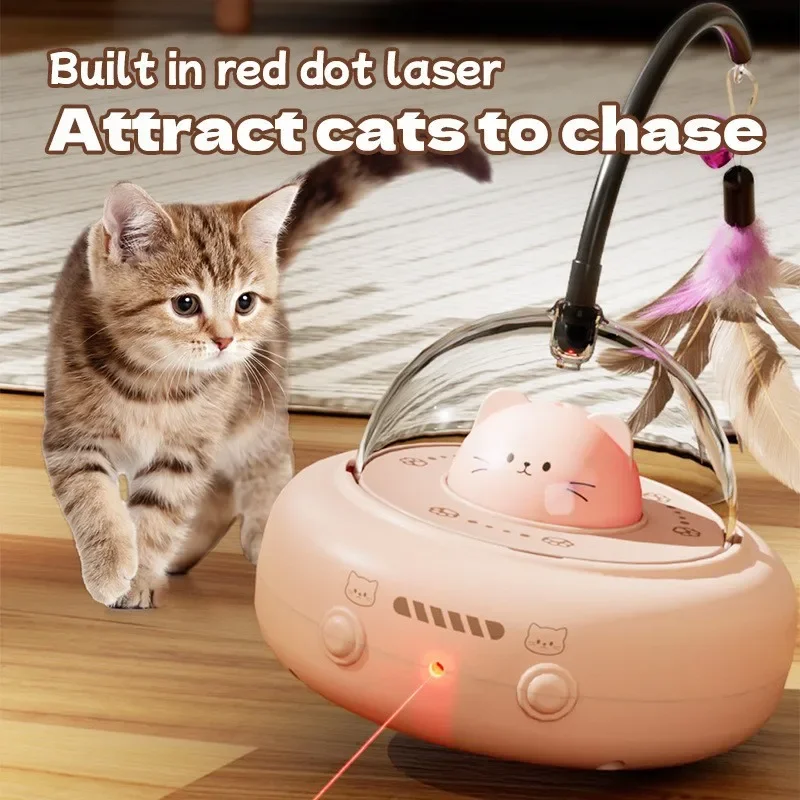 Interactive Cat Feather Toy Automatic Rotating Reduce Boredom Promote Exercising Funny Feather Electronic Cat Toy for Home