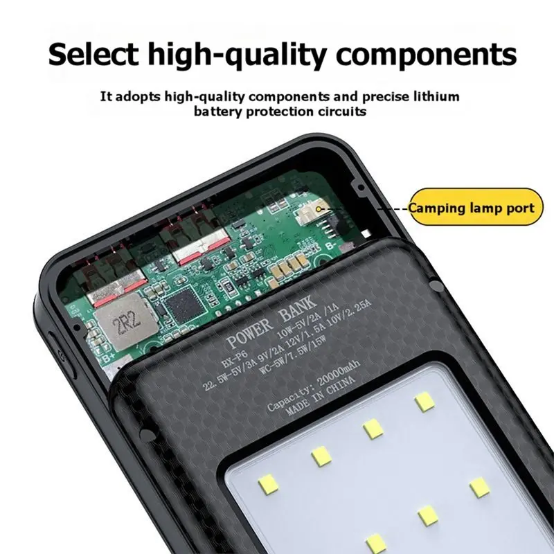 X64A-DIY Detachable 6X 18650 Power Bank Case, Standard 10W Battery Storage Box, No Welding Needed