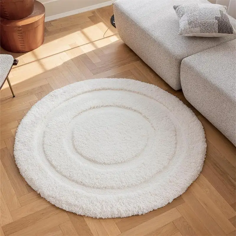 Solid Milk Silk Thick Round Carpet Kids Room Home Soft Coffee Table Rugs Living Room Nordic Design Dress Bedroom Rug Floor Mat