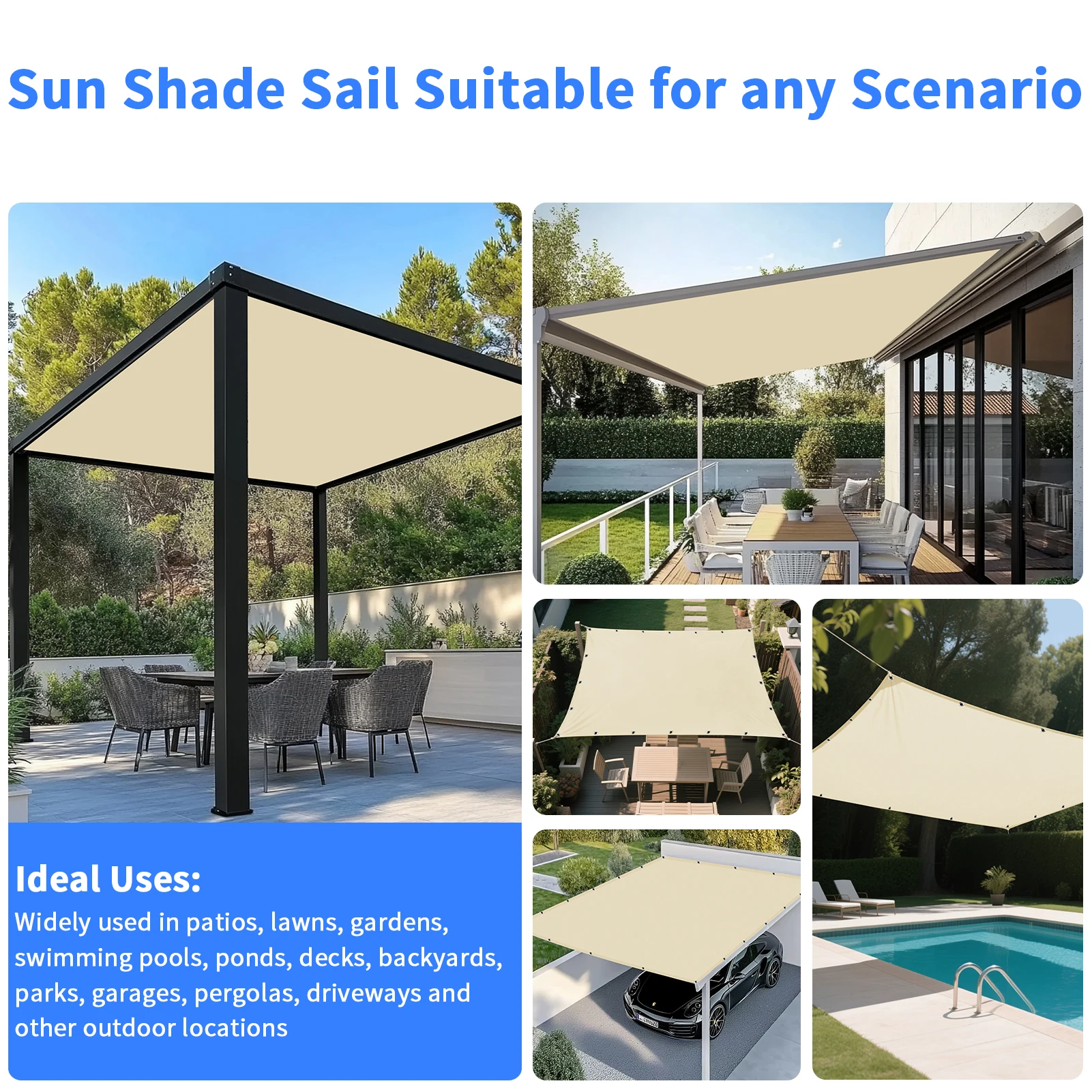 Toldo impermeable para pérgola con ojales y protección UV 95% - imagen 4