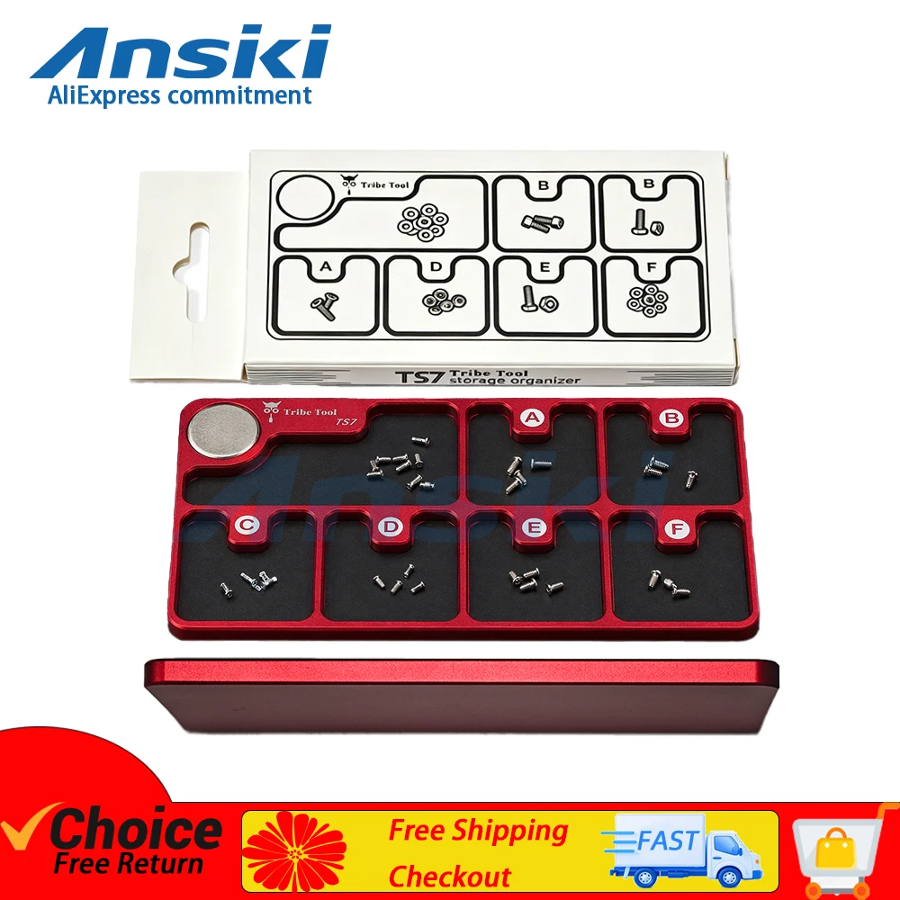 TS7 Magnetic Screw Tray Aluminum Alloy Ultra Thin Magnetic Parts Storage Organizer for Phone Laptop Electronics Repair DIY