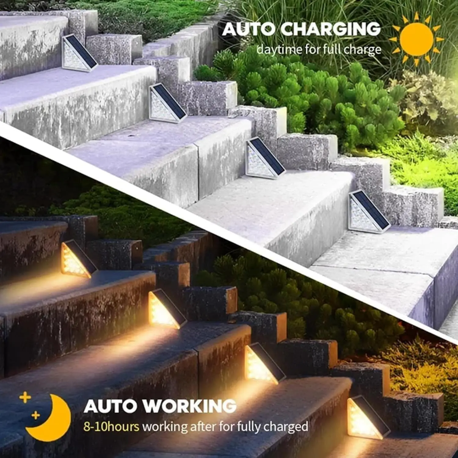 12 Pack Solar Powered Step Light Outdoor Waterproof 24 Led Outside Deck Stair Safety Decorative Lamp for Porch Wall Fence Garden