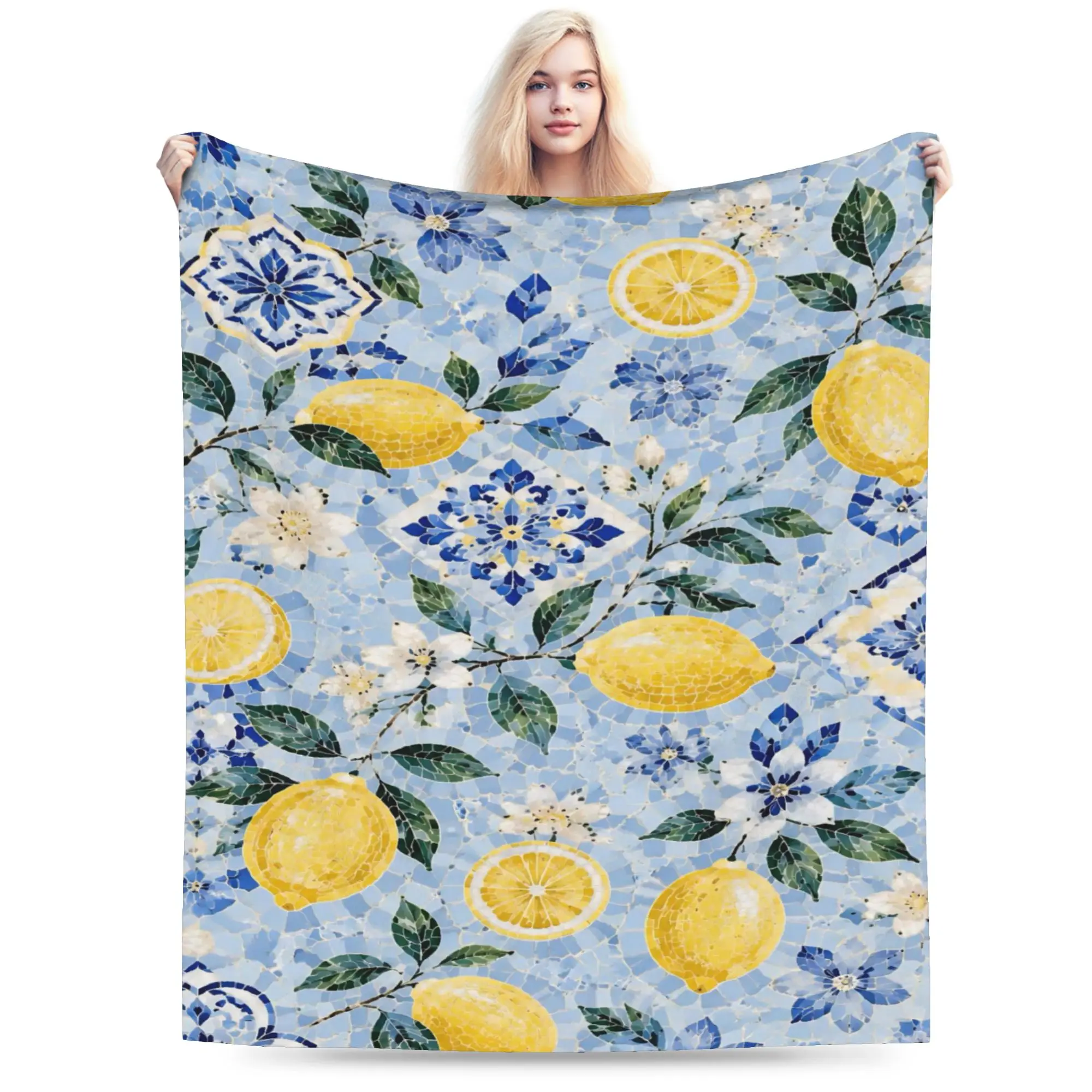 Lemon Sicily Rectangle Accessories Blankets Super Soft Velvet  Throw Blankets Relax Bedspreads