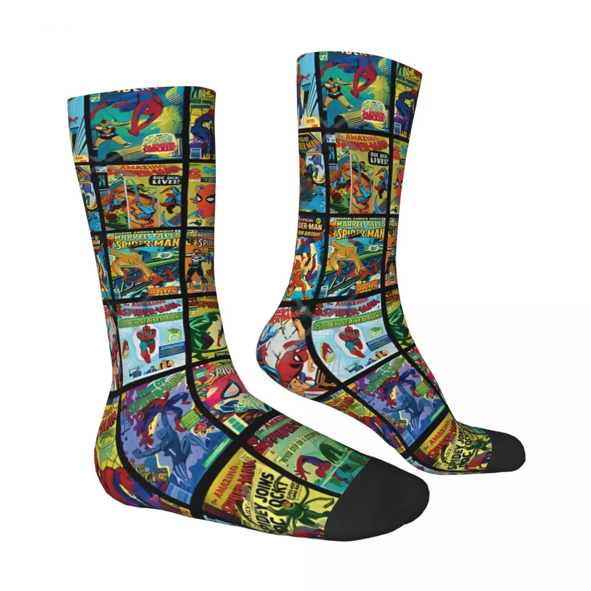 Vintage Collection Pattern Superhero Boom Comic Book Unisex Winter Socks Running Happy Socks street style Crazy Sock