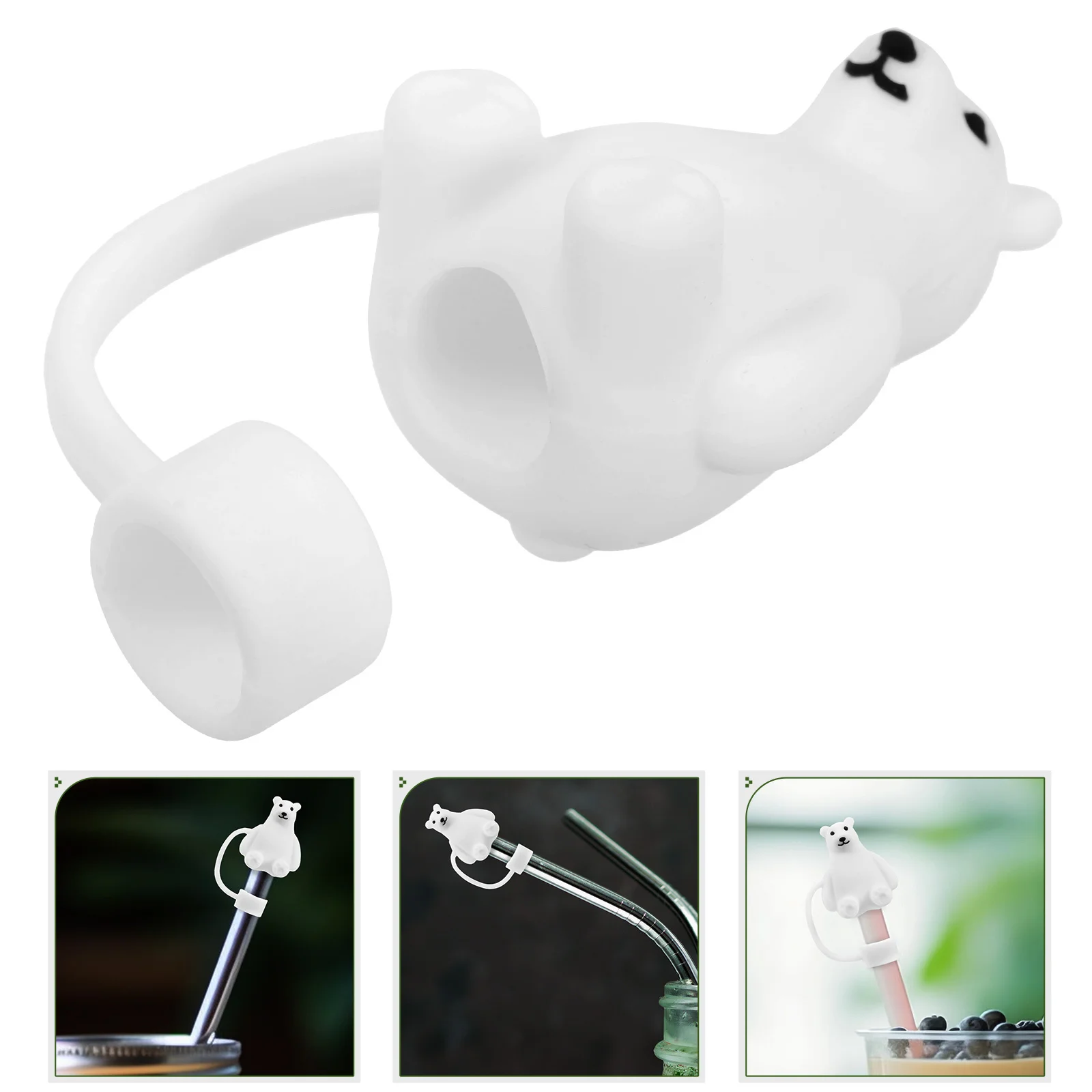 

4pcs Silicone Bear Shaped Tips Covers Reusable Drinking Straw Caps Protective End Plugs For Tumbler Accessories Straw Toppers