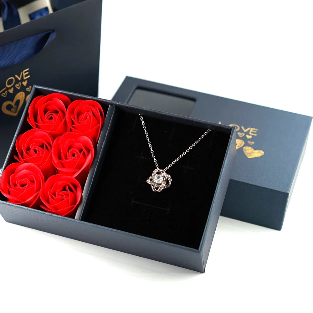 Rose Gift Box Included Alluring Heart Pendant Necklace To Mom Mother Daughter Gift Necklace Silver Gold Women Fashion Necklaces