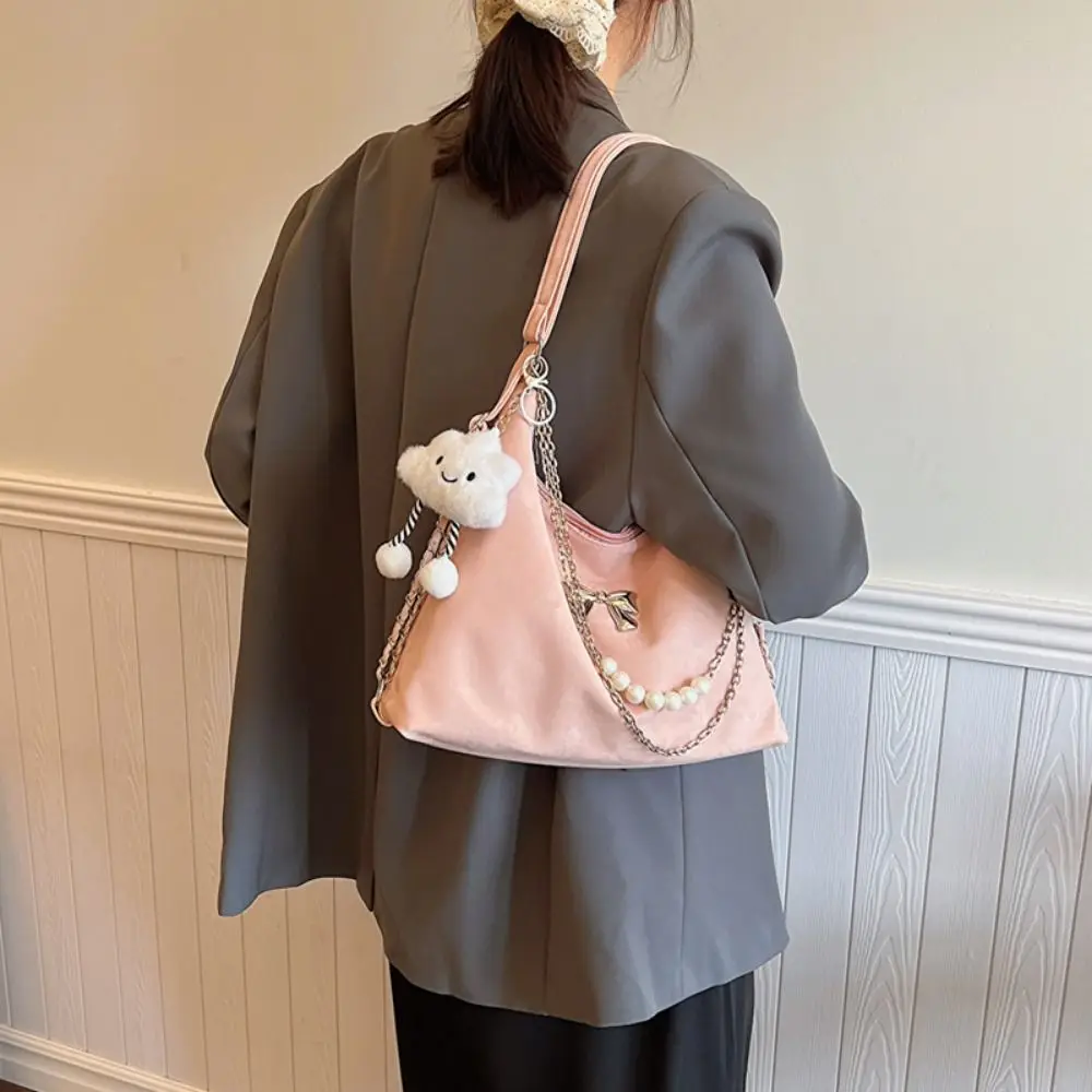 

Женская сумка через плечо в стиле ретро, легкий рюкзак-трансформер из искусственной кожи, портативная сумка для покупок с бабочкой и жемчужной цепочкой