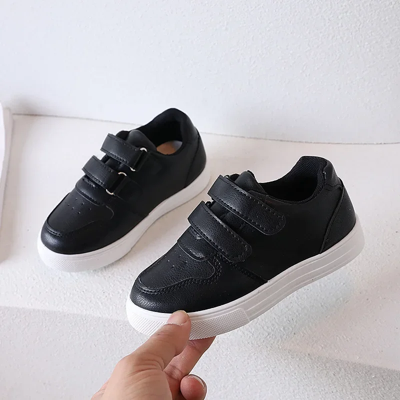 Children's Sneakers for Boy Leather Black White Sneakers for Kids Girls Fashion School Casual Running Tennis Shoes Spring Autumn