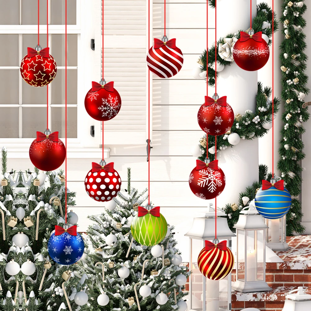 

24 Pieces Christmas Decorative Balls PVC Hanging naments Tree Party Home Office Garden Supplies Red Ribbon 60m