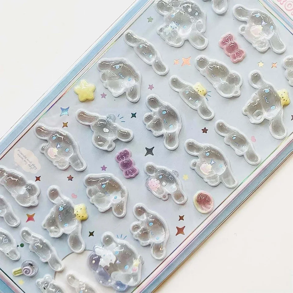 7 نمط أنيمي سانريو كورومي مرحبا كيتي هانجيودون سينامورول 3D شفاف هلام ملصق كريستال ملصقات الزخرفية Casesdiy لعبة