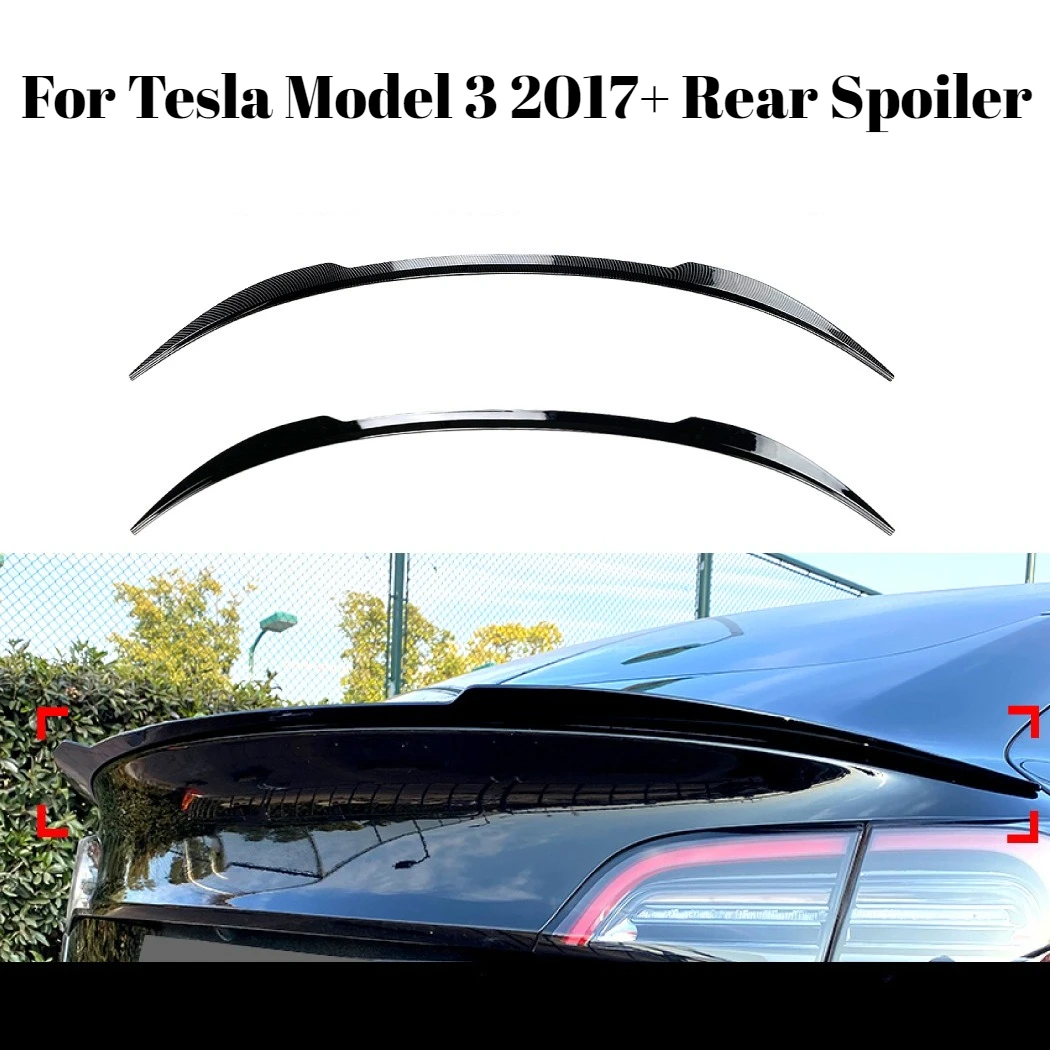 

For Tesla Model 3 2017+ Rear Spoiler/Wing Tight Fit Optimizes Vehicle Airflow ABS Personalized Decals Damage-Free Installation