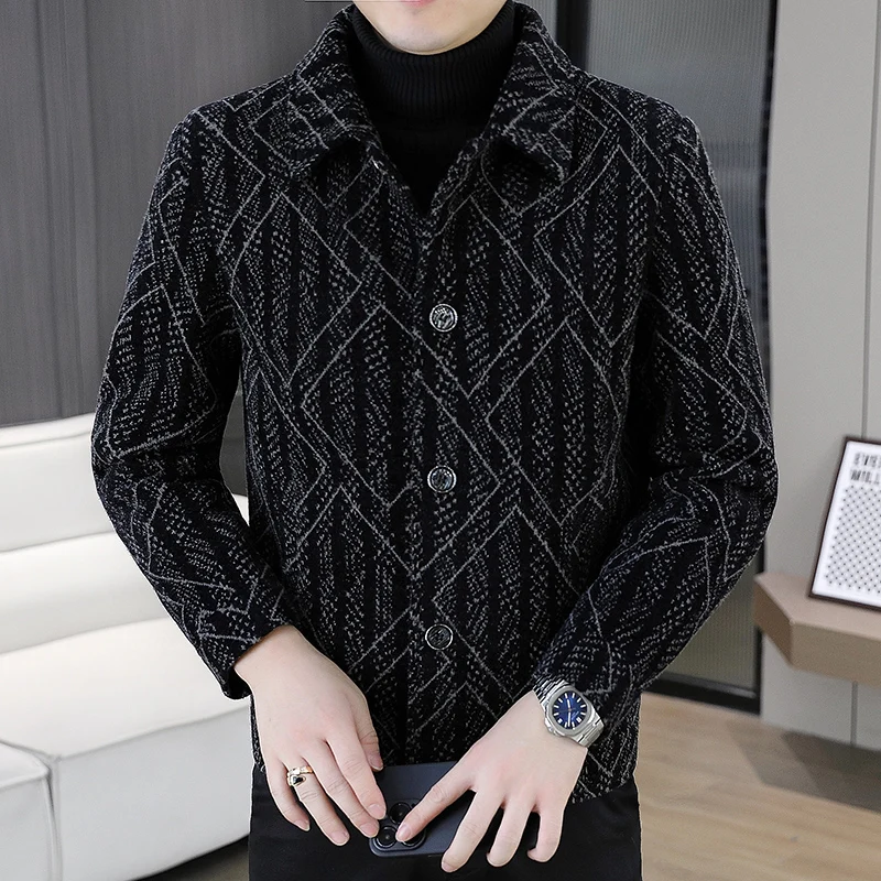 2024 herbst Winter männer Verdicken Plüsch Windjacke Parkas Streetwear Mid-Länge Warme Fleece Jacken Abnehmbare Pelz Kragen Mäntel