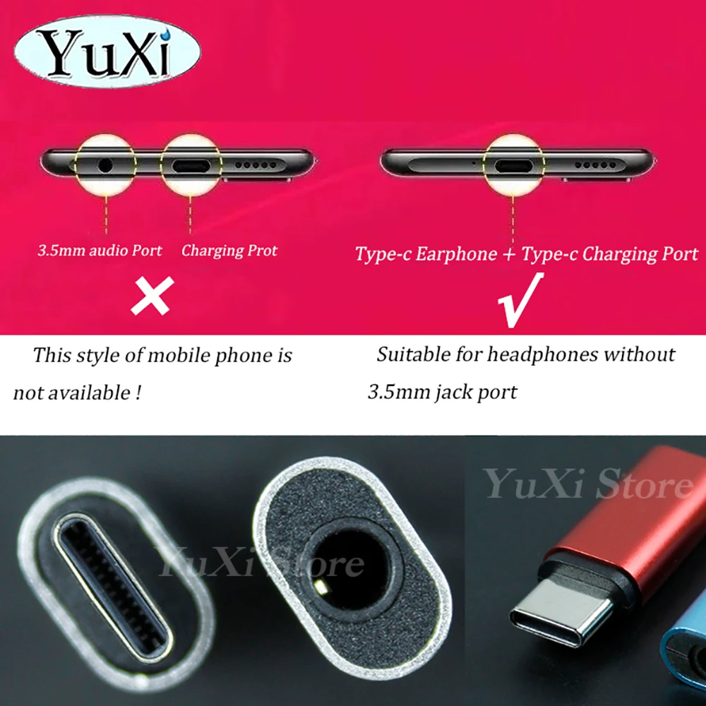 1Pc Type-C to 3.5mm Earphone Adapter 3.5 Jack USB C Audio Converter for Phone Male to Female Headphone Cable Connector Aux