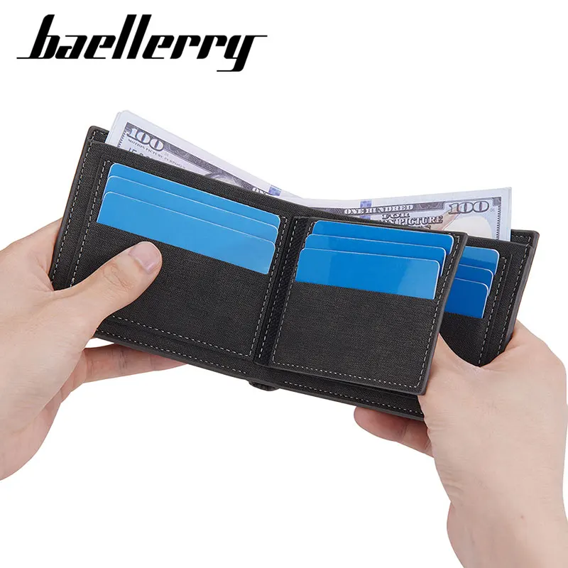 New Men Short Wallets Free Name Engraving Simple Card Holder Quality Small Male Purse Luxury Brand Men's Wallet Money Clips